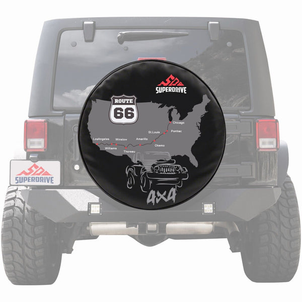 Heavy Duty 247/75R17 Spare Tire Wheel Cover Route 66