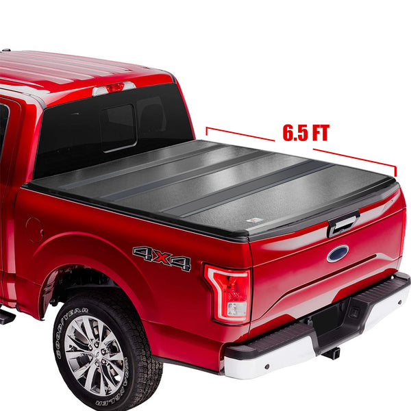 6.5 Feet Quad Fold Hard Truck Bed Tonneau Cover Fits 2014-2018 Silverado