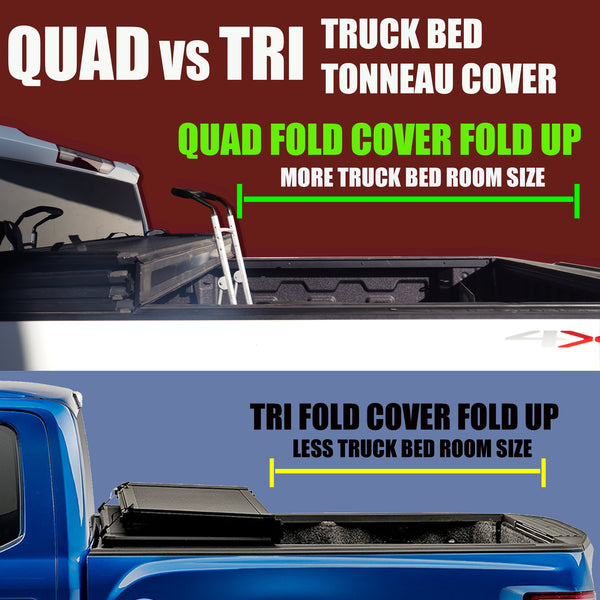 6.5 Feet Quad Fold Hard Truck Bed Tonneau Cover Fits 2014-2018 Silverado