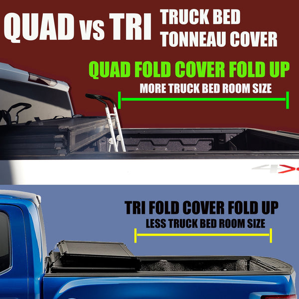 5.2 Feet Quad Fold Hard Truck Bed Tonneau Cover Fits 2015-2018 Chevy Colorado