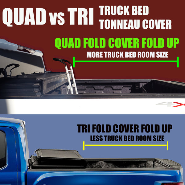 8 Feet Quad Fold Truck Bed Tonneau Cover Fits 2014-2020 Toyota Tundra