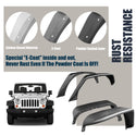 2007-2018 Jeep Wrangler JK & JKU 2/4 Door  4 PC Tubular BLK Textured Fender Flares